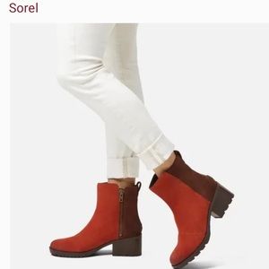 Sorel Cate Waterproof Ankle Boot Carnelian Red Suede